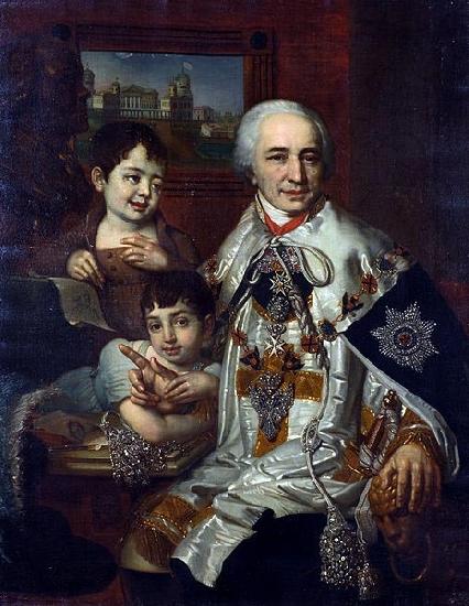 Vladimir Lukich Borovikovsky Portrait of count G.G. Kushelev with children Germany oil painting art